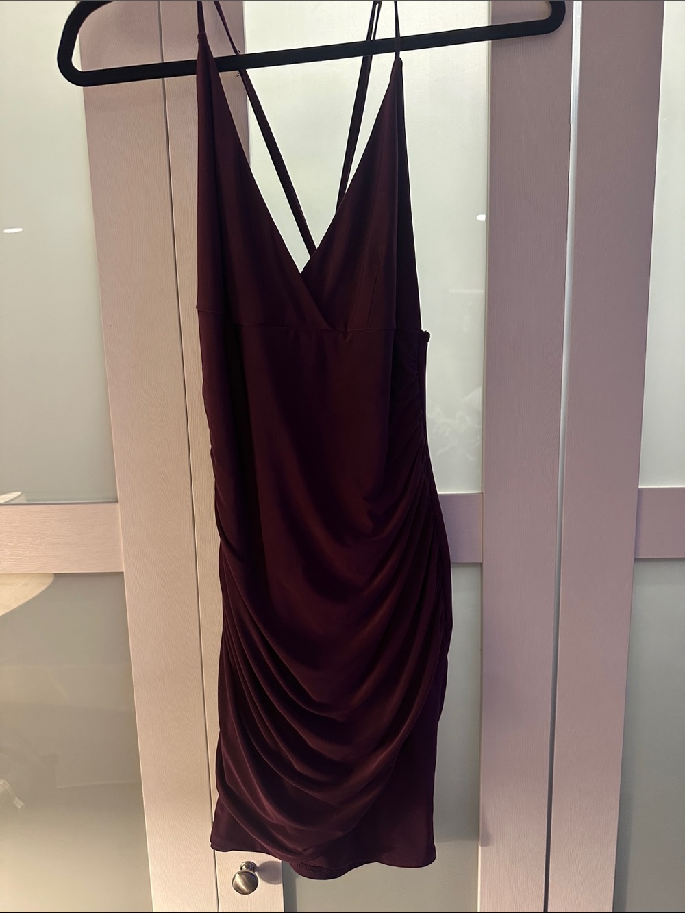 Forever 21 Burgundy Ruched Slip Mini Dress
